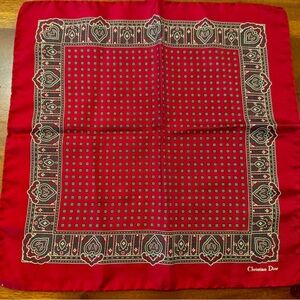 Christian Dior Vintage Red Silk Scarf